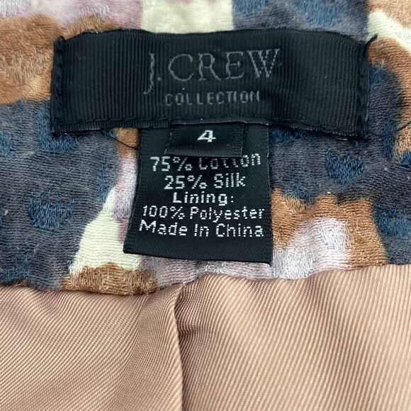 J.Crew Cotton Silk Blend Jaquard Print Short Sleeve Collared Fall Jacket Size 4 - Picture 13 of 13